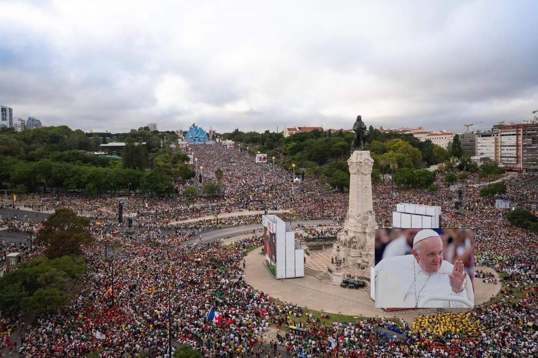 पोर्चुगलको विश्व युवा सम्मेलनमा पोप फ्रान्सिसको भव्य स्वागत, लगभग १५ लाखको सहभागिता,भोलि फातिमामा