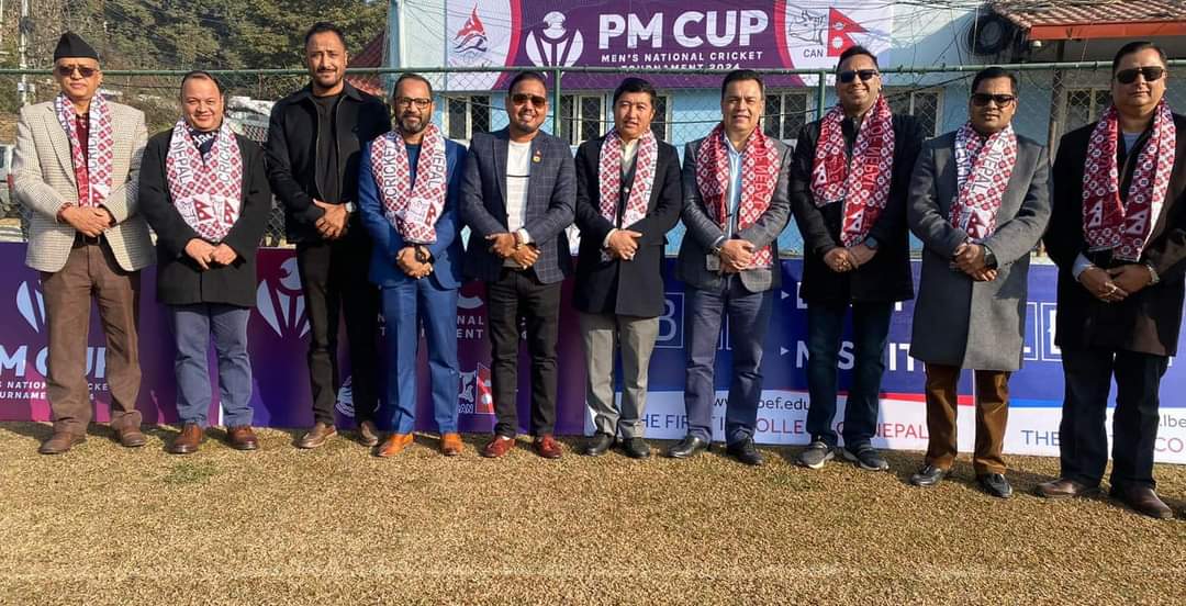 क्यानको निमन्त्रणामा प्रधानमन्त्री कप क्रिकेटको अतिथिको रूपमा एनआरएनए टोली कीर्तिपुर मैदानमा